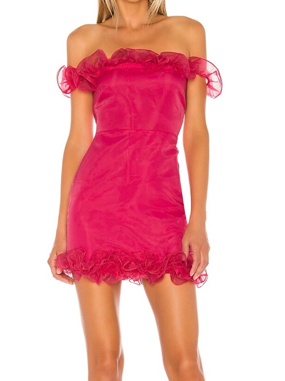 Lovers + Friends Women’s Dustin Mini Hot Pink Off the Shoulder Dress